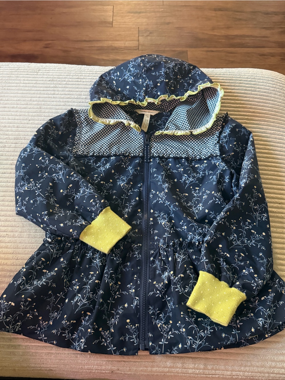 KidsMatilda Jane Navy Floral Zip Jacket with Yellow Cuffs